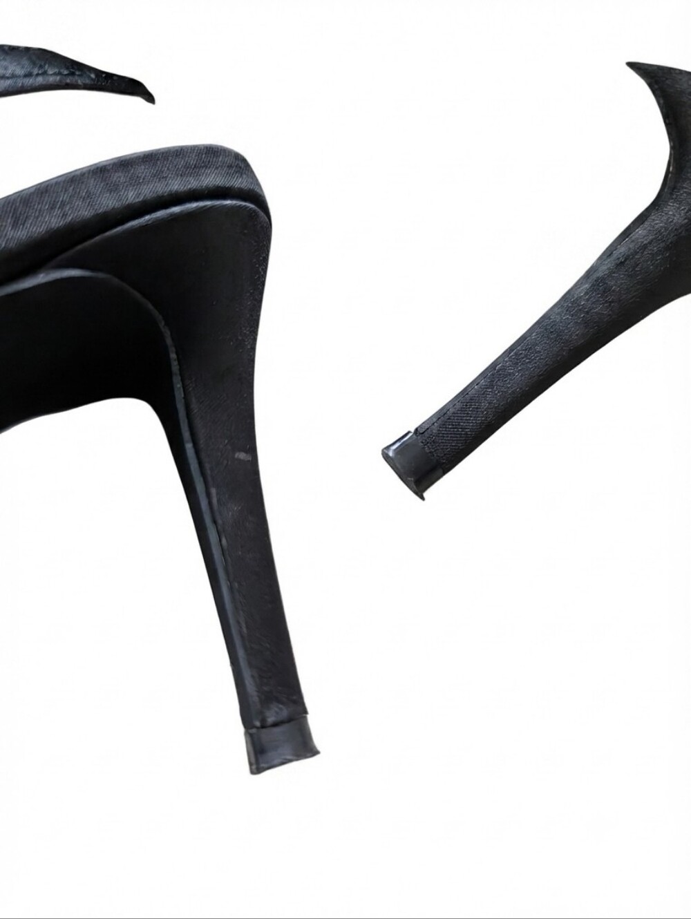 Black Pointed Slingback Heels with Crystal Buckle - Picture 2 of 6
